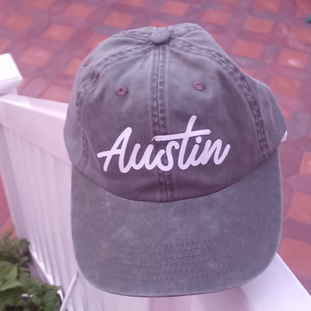 Frankie Jean , green Austin cursive cap